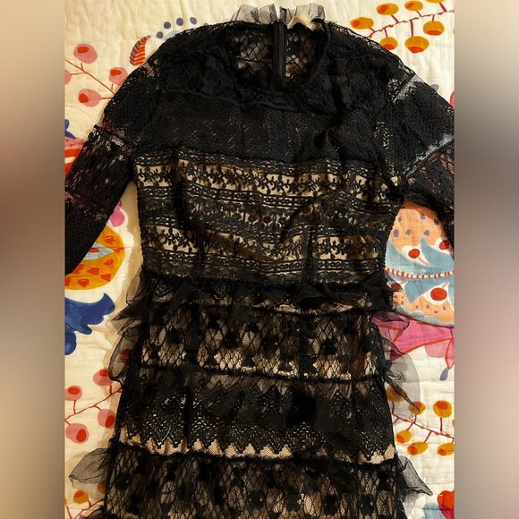 Anthropologie Black Lace Midi Dress - Picture 4 of 6